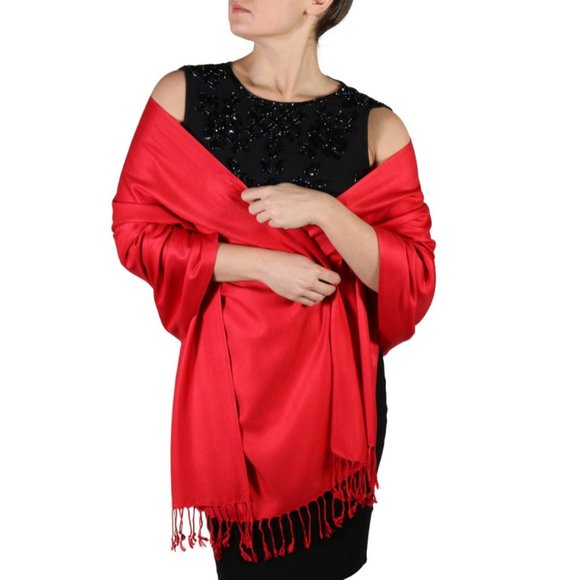 PASHMINA Wool Luxury Winter Scarf Shawl Evening Wrap with Tassels - Picture 1 of 7